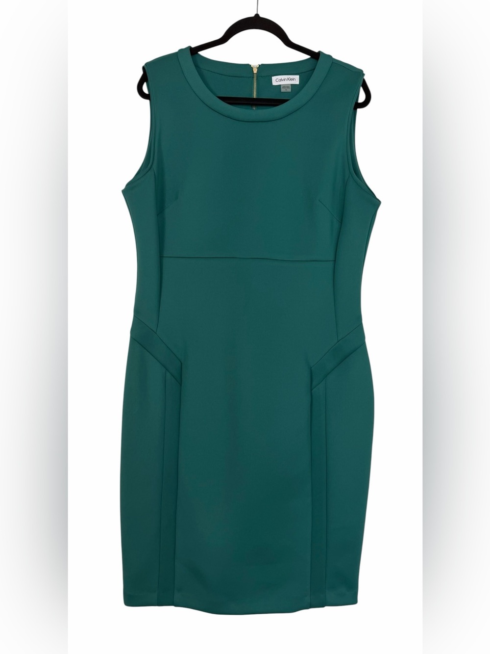 Calvin Klein Dark Teal Sleeveless Midi Sheath Dress